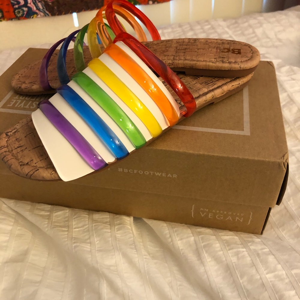 NWT BC Footwear rainbow jelly sandals